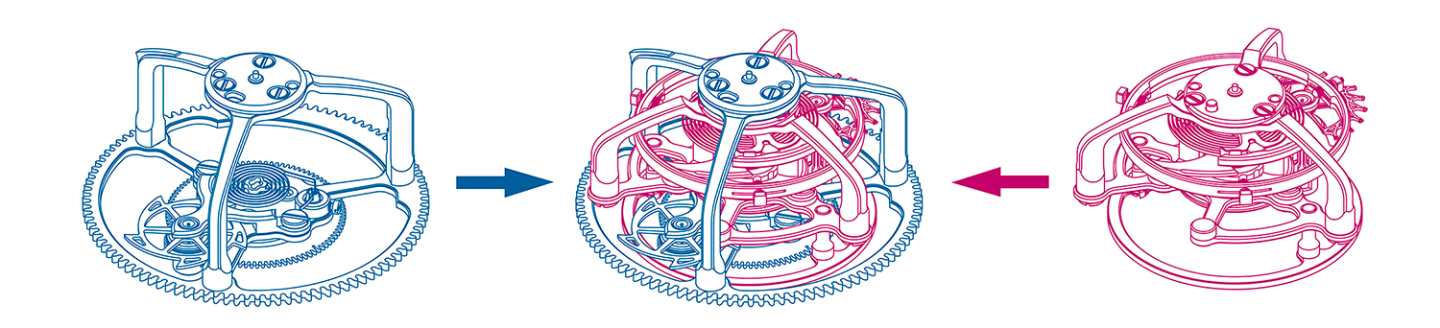 Diagram constant-force and tourbillon combined