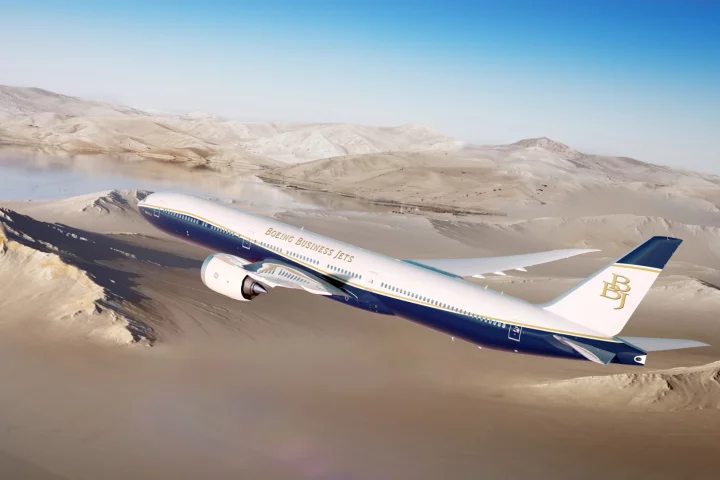 The BBJ 77X has a range of 11,645 nautical miles (21,570 km)