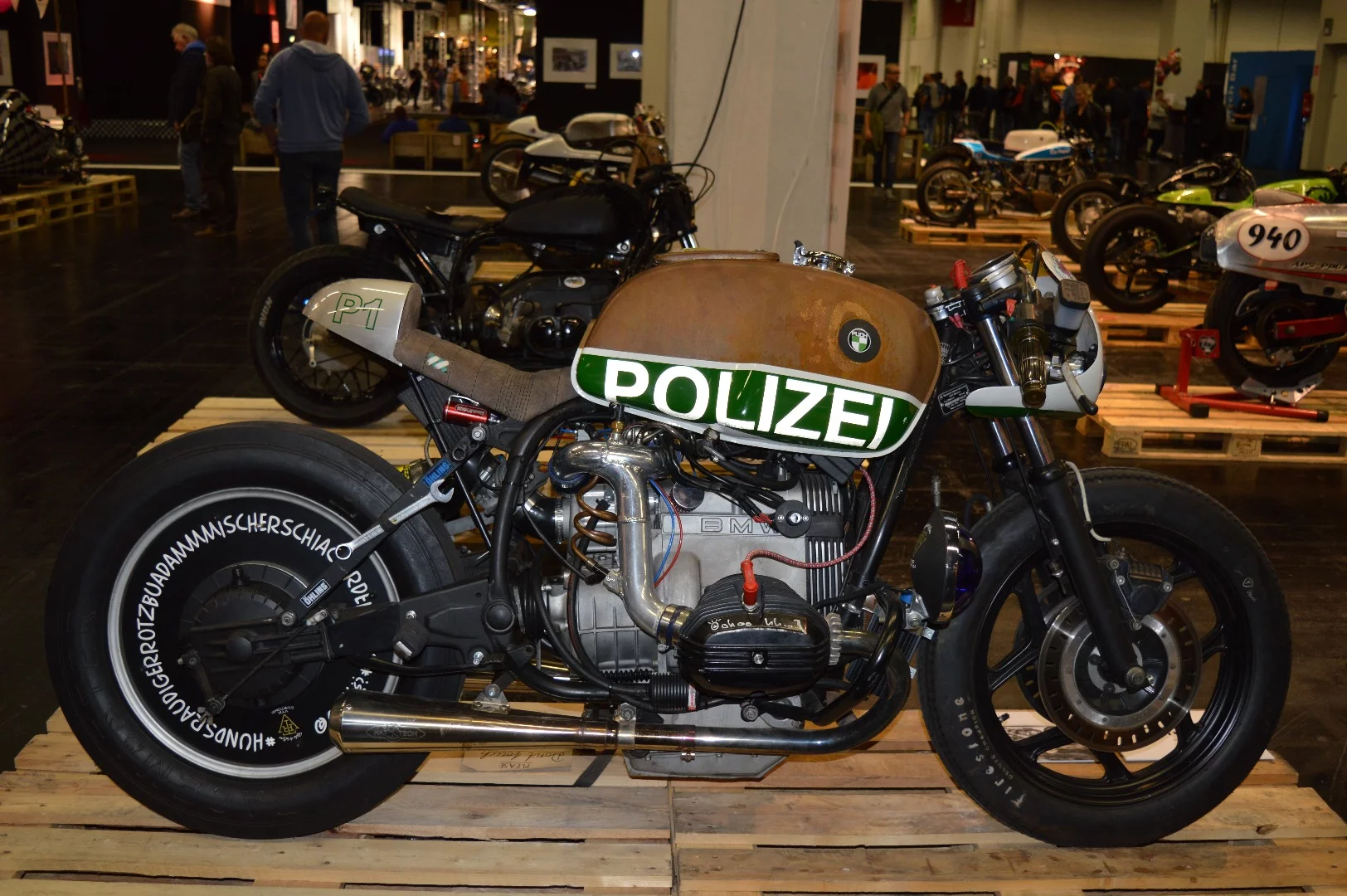 Polizia Uno, an ex-police BMW R80 converted to a Sultans of Sprint drag racer with the explosive combination of supercharging and nitrous oxide, by VTR Customs (Switzerland)