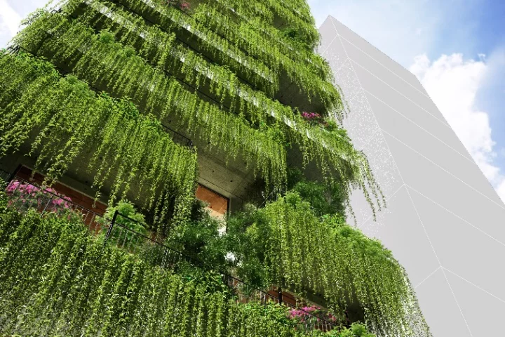 The Chicland Hotel will be squeezed into a site measuring just 15 m (50 ft)-wide and covered in greenery