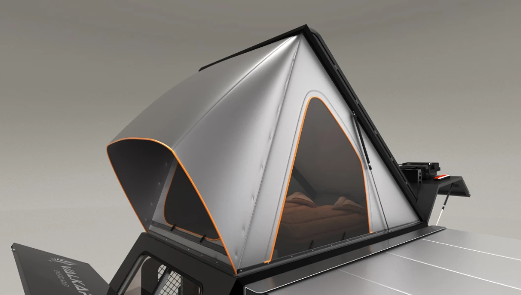 The standard pop-up roof adds standing height inside the X1 and can also sleep two adults or up to four children with the optional three-piece sleeping platform