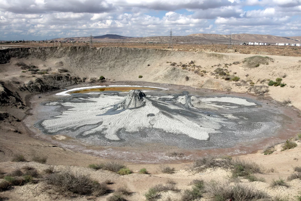 A mud volcano in Azerbaijan, which may be similar to those that once existed on Mars