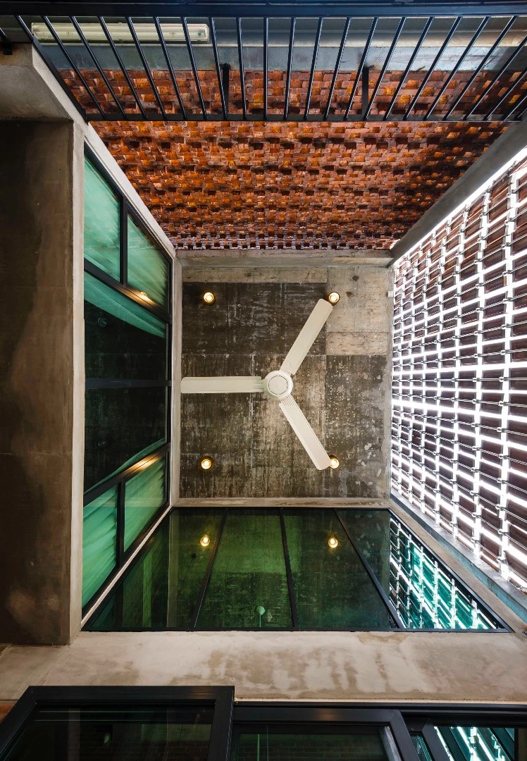 Detail shot of the Clay Roof House's interior