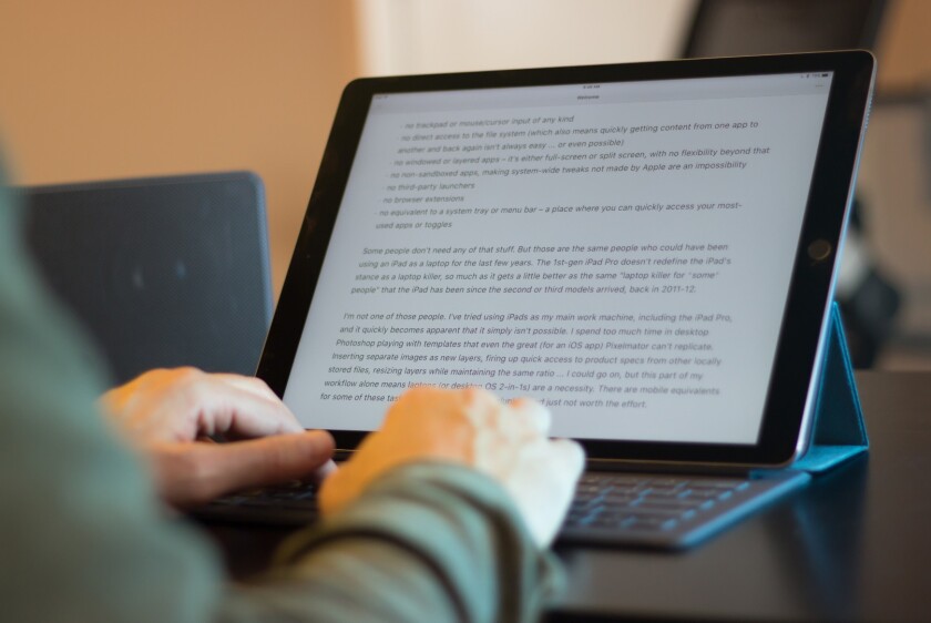 Typing an article works just fine on the iPad Pro