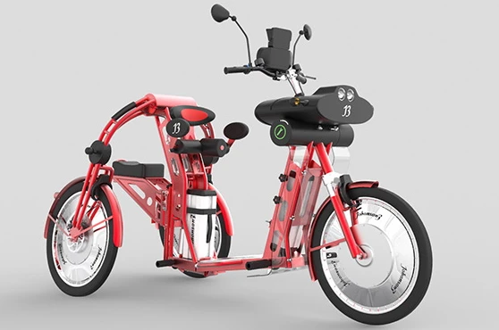 The front "seat" can be configured to allow the driver either to sit, or to pilot the trike in a sort of leaning-back/standing position