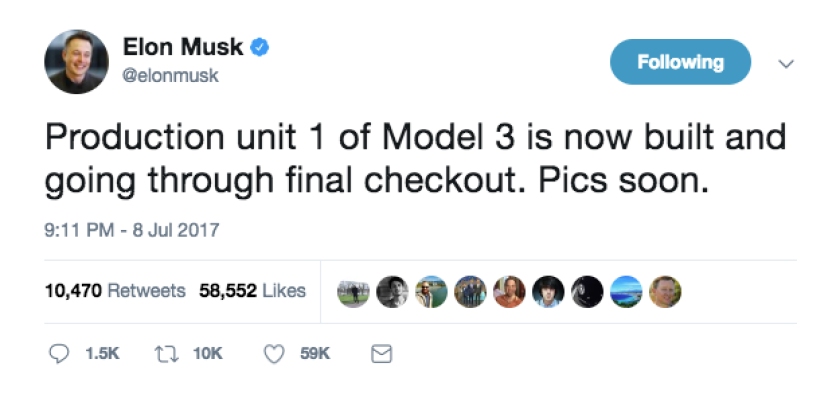 Musk confirms production is complete on first Model 3
