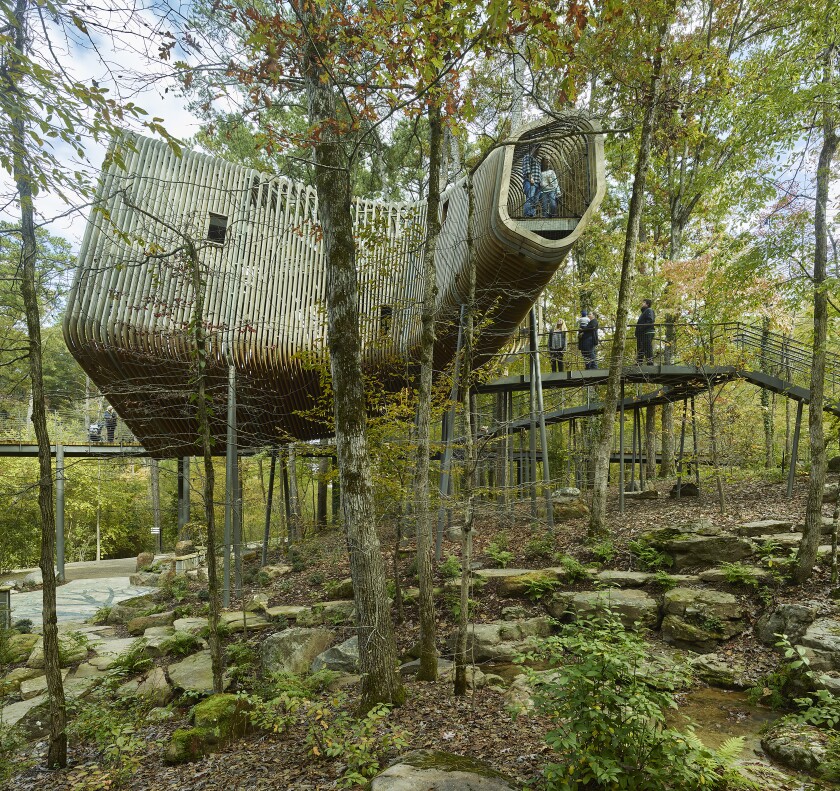 The Evans Tree House at Garvan Woodland Gardens is located in Hot Springs, Arkansas