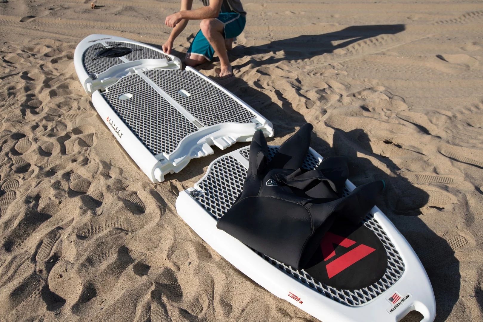 Made almost entirely out of reclaimed and recyclable high-density polyethylene, the Easy Eddy is made up of three sections