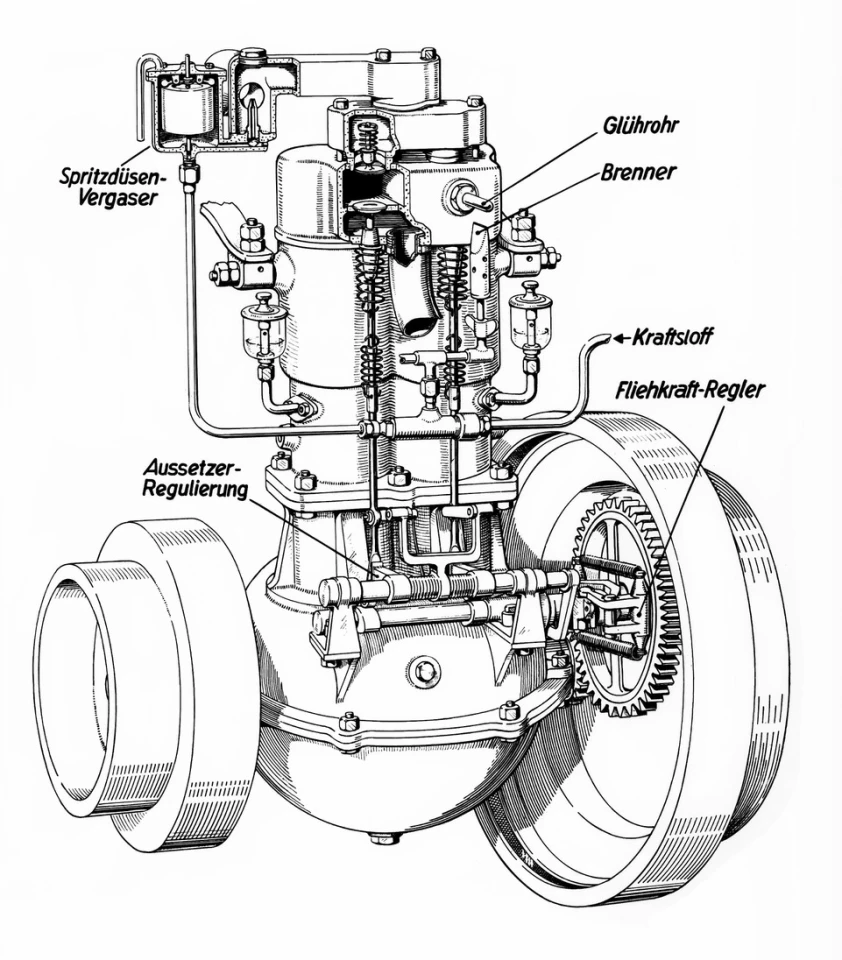 The two-cylinder "Phoenix" engine that powered the original 1896 Daimler truck put out 4 hp