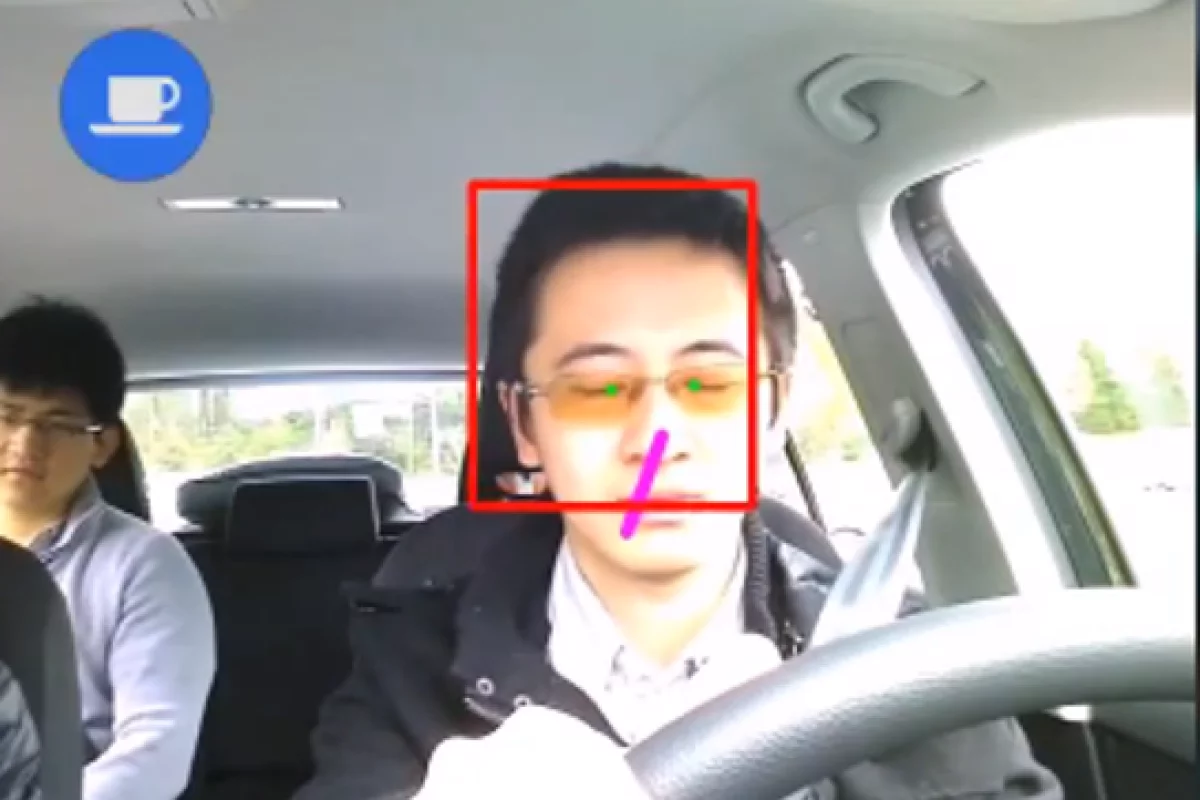 The front camera focuses on signals from the driver, such as head pose, eyes and blinking rate, which provides the data to infer drowsiness and distraction