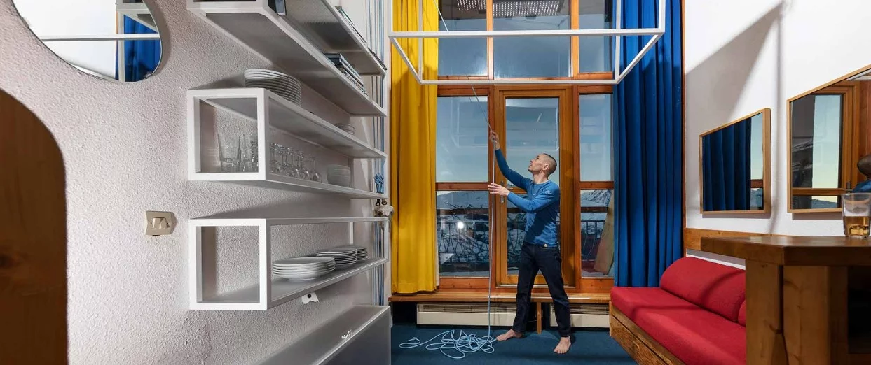 The flying table boosts the interior living spaces and enhances the guests overall stay