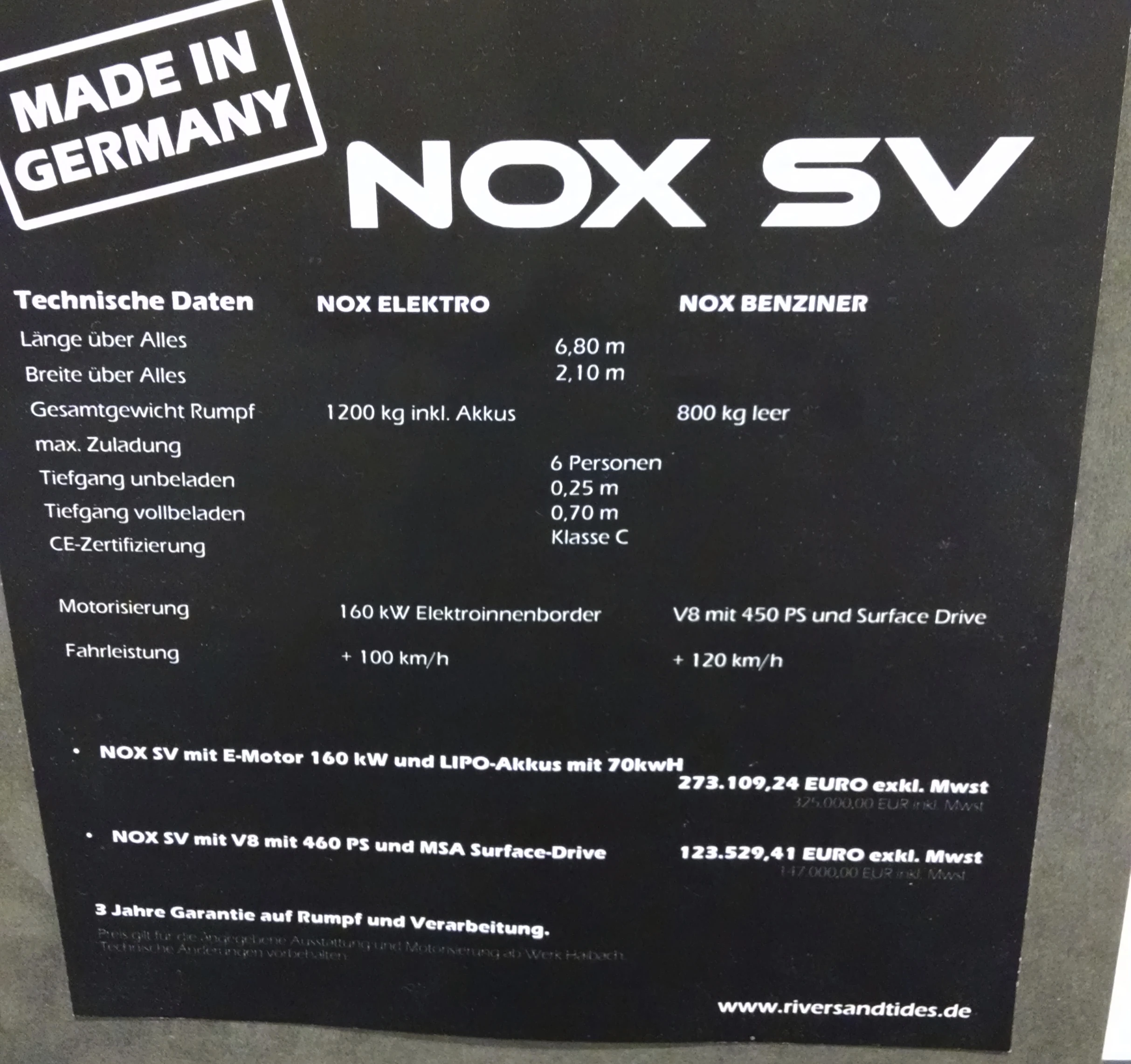 NOX SV info (Photo: C.C. Weiss/Gizmag)
