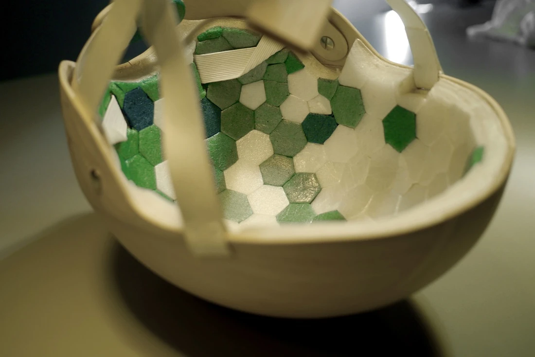 Known as Cellufoam, the shock-absorbing foam in the helmet is said to be similar to Styrofoam – except it comes from a renewable source, and it's biodegradable