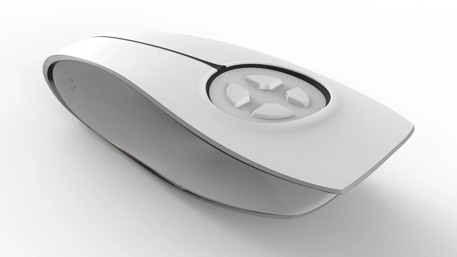 One side of the small peripheral is dedicated to typing, with segmented touch section that users trace different shapes over to produce letters