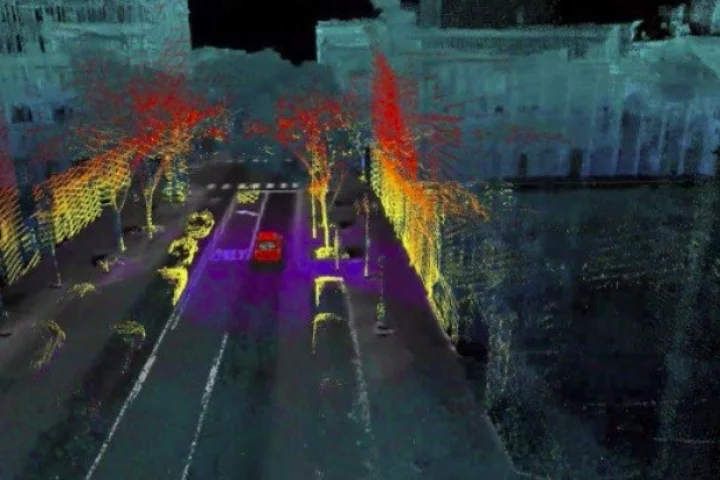 Quanergy’s LiDAR sensor contains an integrated circuit that has no moving parts, but is capable of scanning in every direction (360 degrees) on both a macro and micro scale