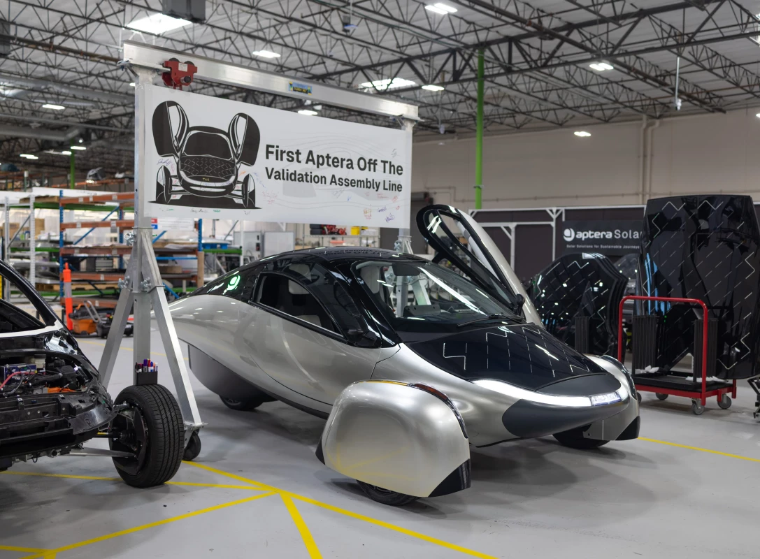 Aptera solar EV rolls off assembly line for the first time