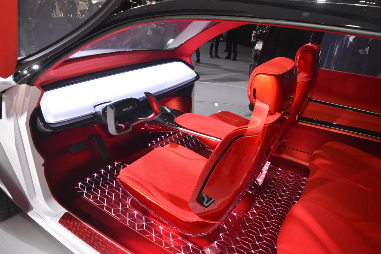 A look at the digital dash and hovering seats