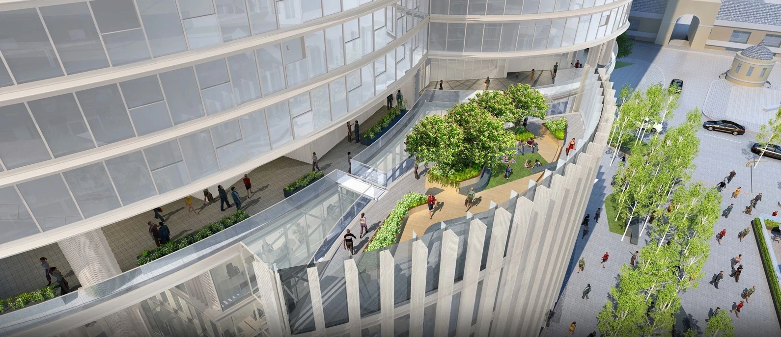 In addition to the tower itself, the development will include a commercial area and landscaping