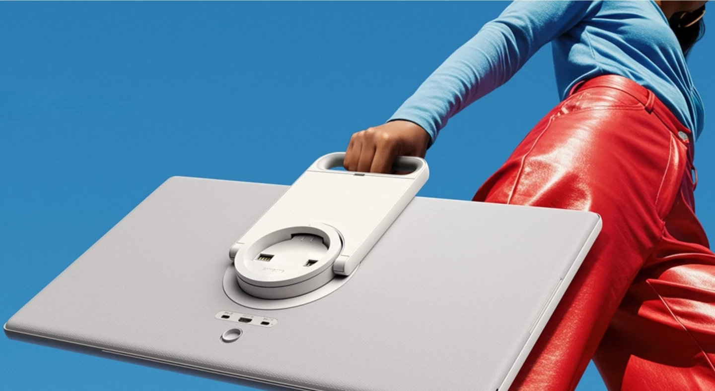 Samsung's Moving Style smart TV runs on battery power, and can be detached from its wheeled stand and carried by hand