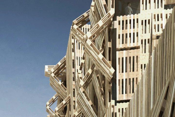 The AME-LOT student housing project is made entirely out of recycled pallets(Image by Malka Architecture)