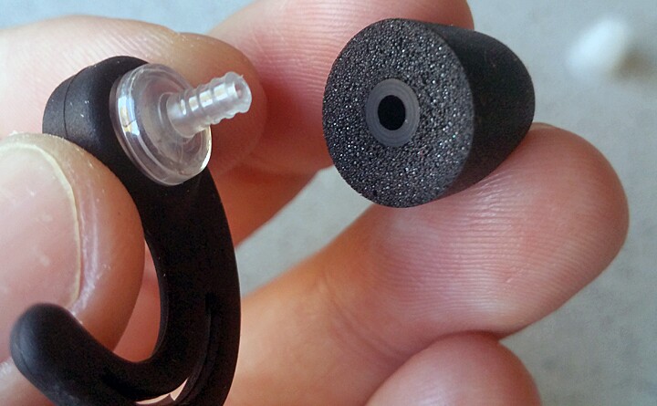 The ProSounds X-Pro ear plugs have ridged "stems" that the tips attach to
