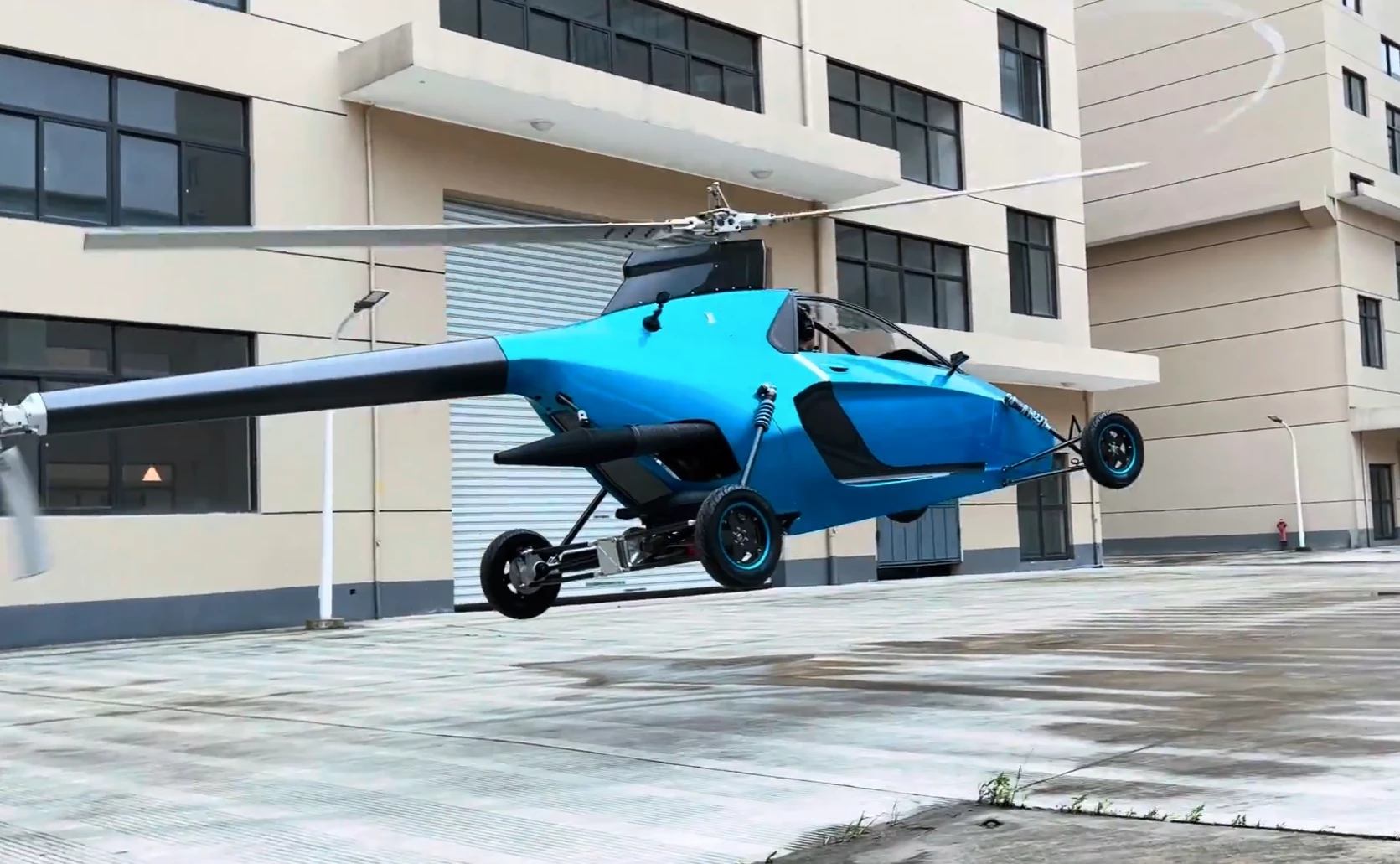 Test flight in an industrial estate? Sure, why not?