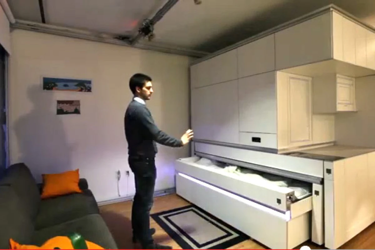 The CityHome project solves typical spatial issues with hidden amenities controlled by hand gestures, interactive touch elements and voice commands