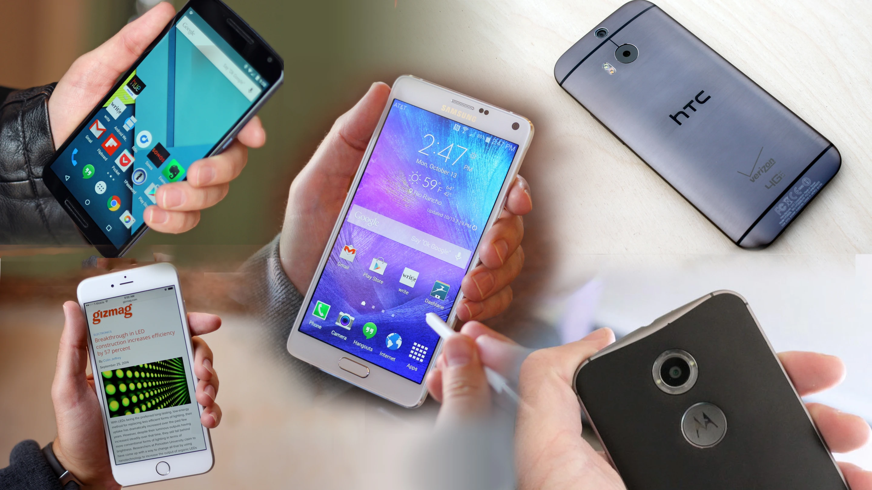 The Gizmag mobile team picks its five favorite smartphones of 2014 (Photo: Gizmag.com)