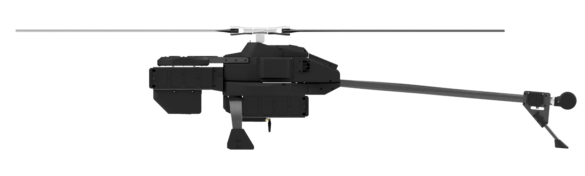 NOVAerial Procyon 800E: tail rotor is controlled by a separate motor; there's no drive shaft down the tail