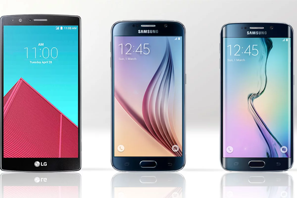 Gizmag compares the features and specs of the LG G4 (left), Galaxy S6 (center) and Galaxy S6 edge
