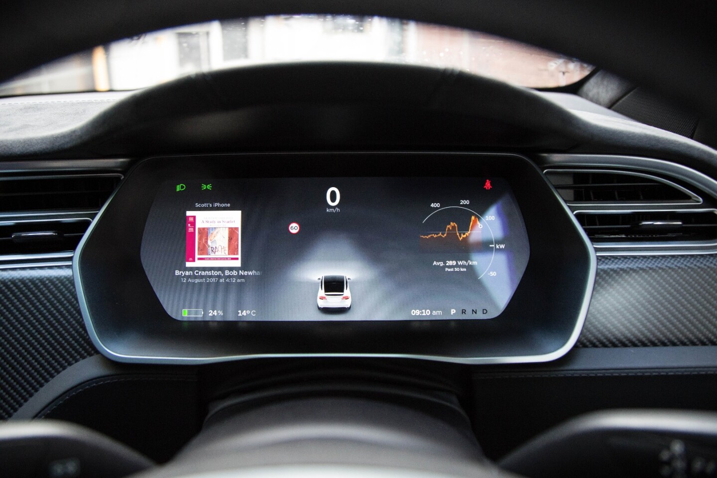 The digital driver display on the Tesla Model X