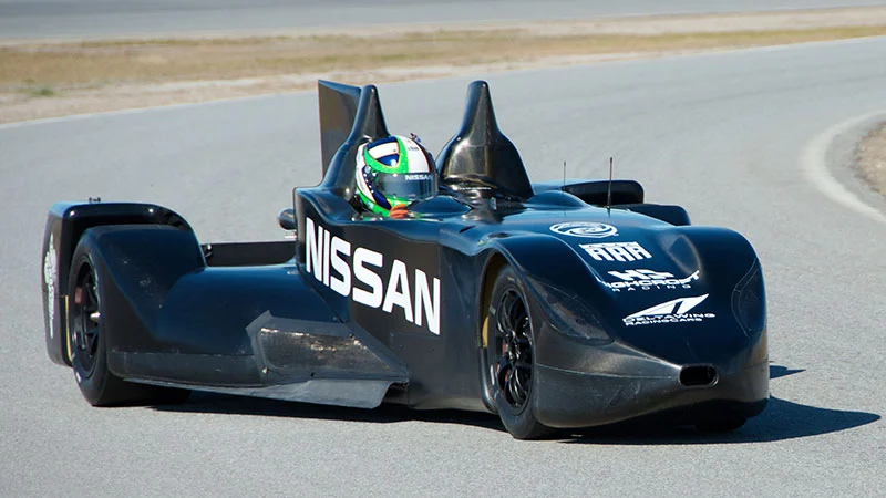 The Nissan Deltawing experimental race car in testing