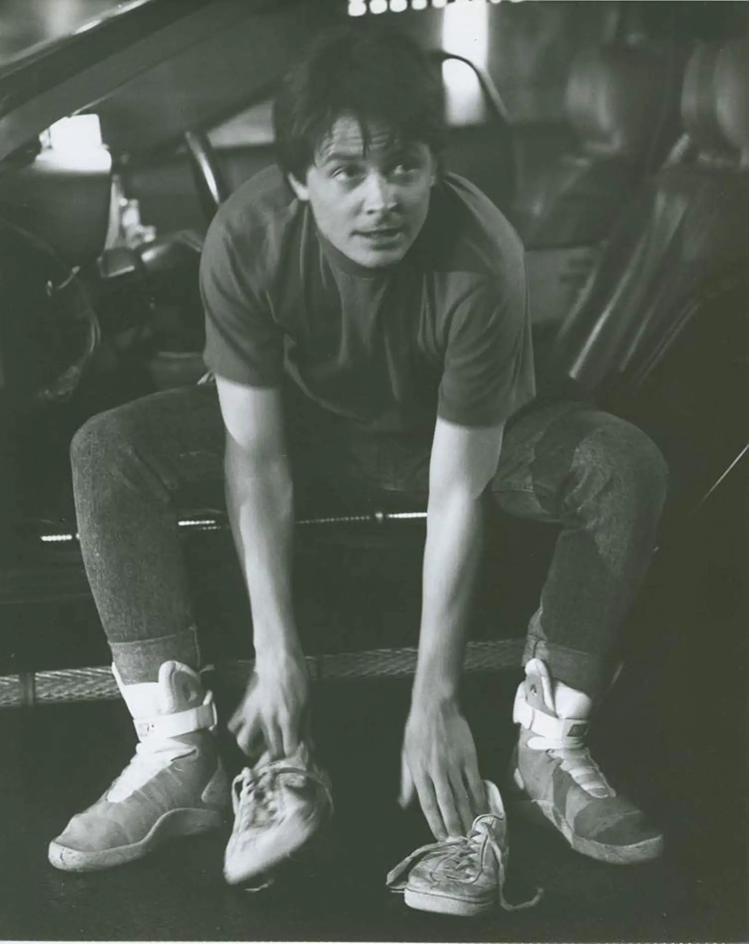 Michael J. Fox as Marty McFly, with the original pair of NIKE MAGs