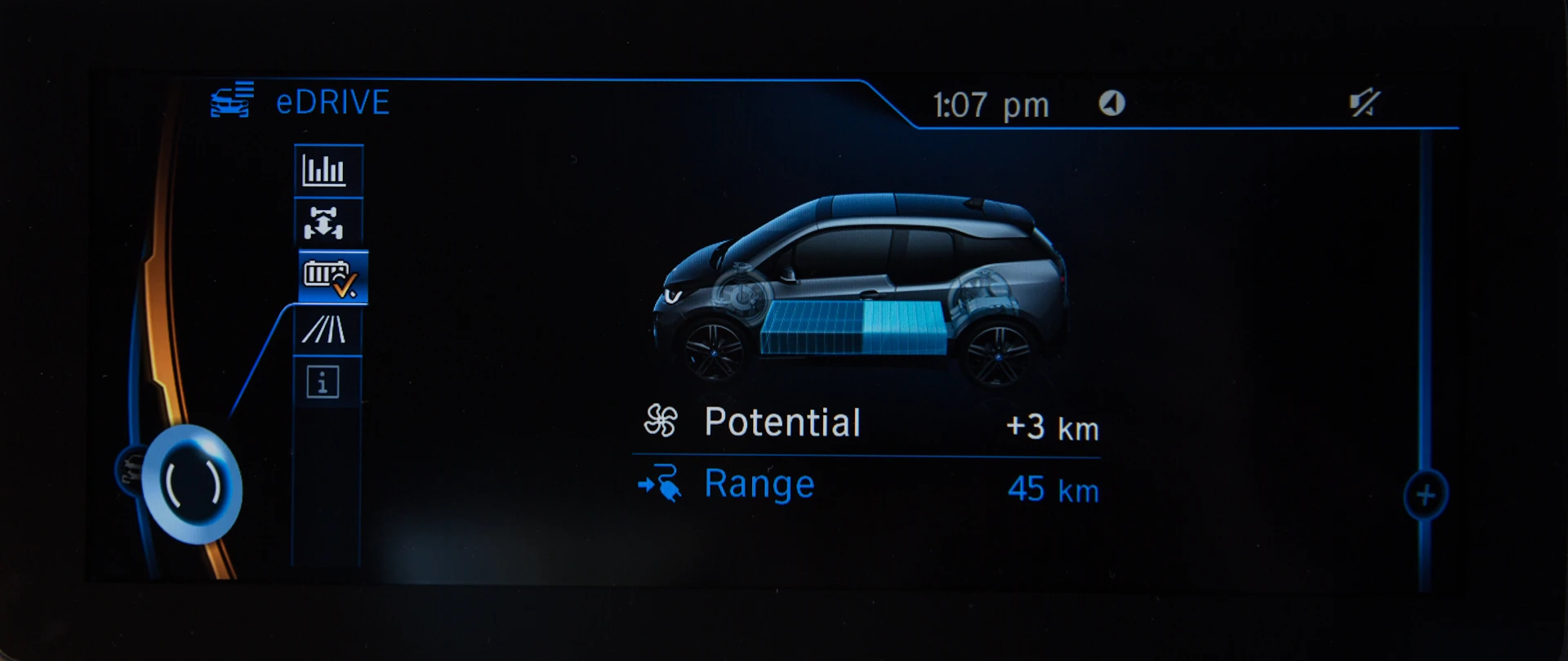 The BMW i3 - eDrive available range readout (Photo: Noel McKeegan/Gizmag.com)