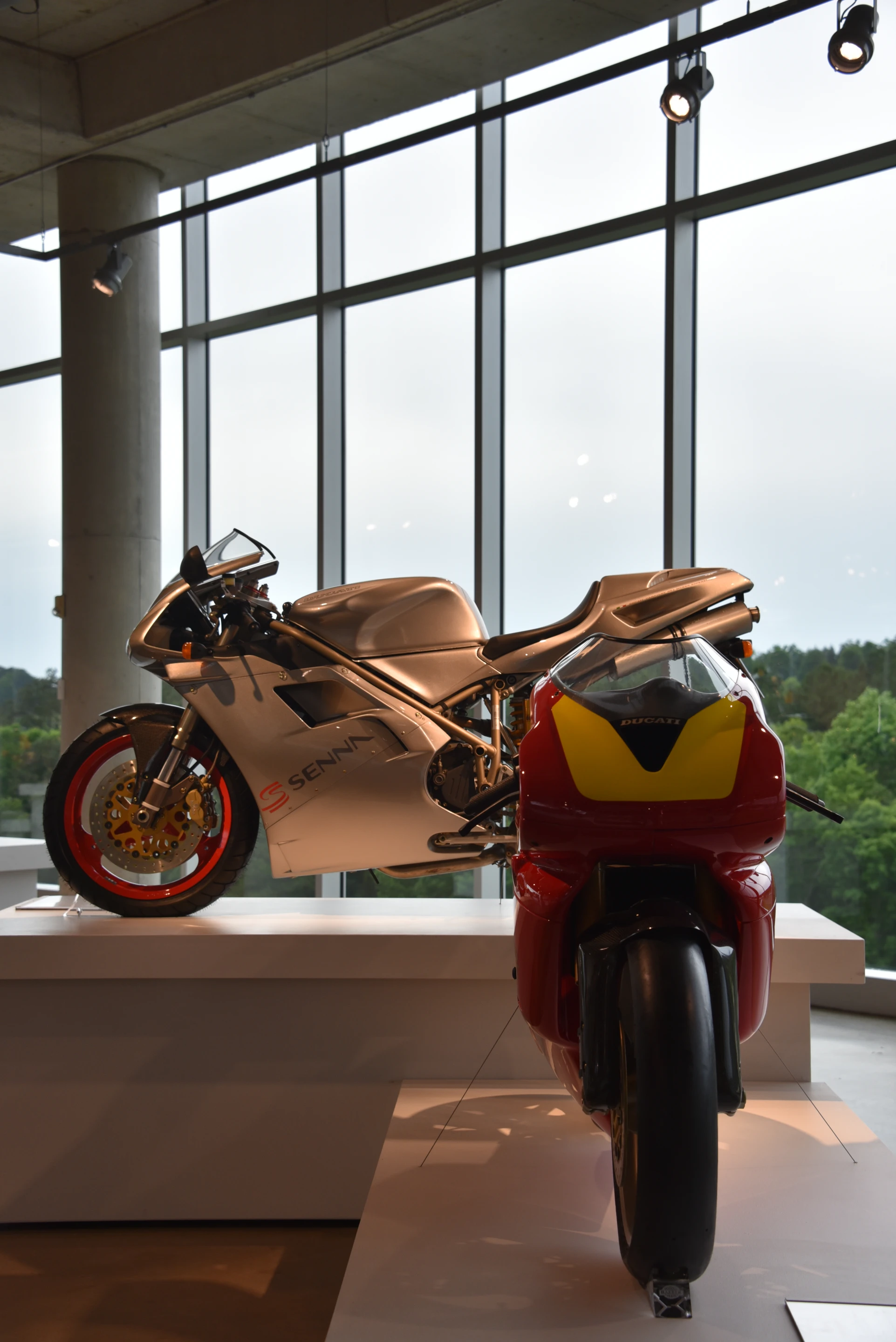 1994 Ducati Supermono single cylinder racer (front), 1997 Ducati 916 "Senna" built by Ducati as a tribute to the great F1 racer who loved Ducati's