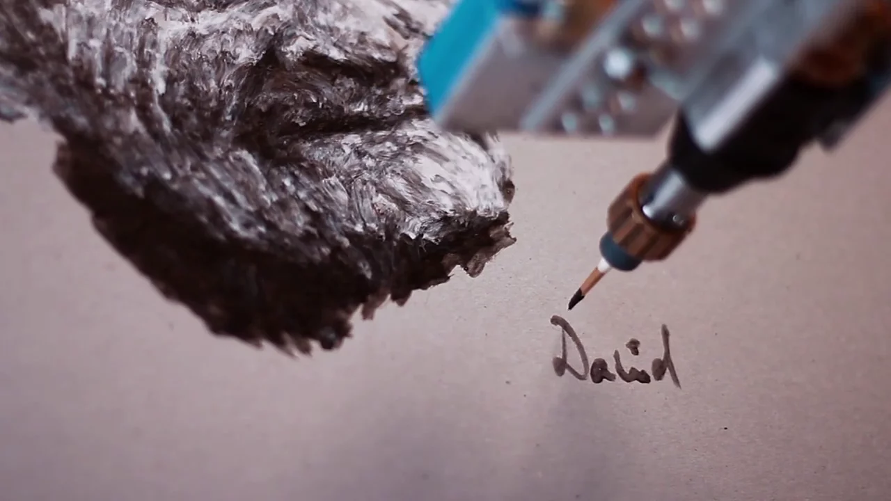 eDavid signs a painting