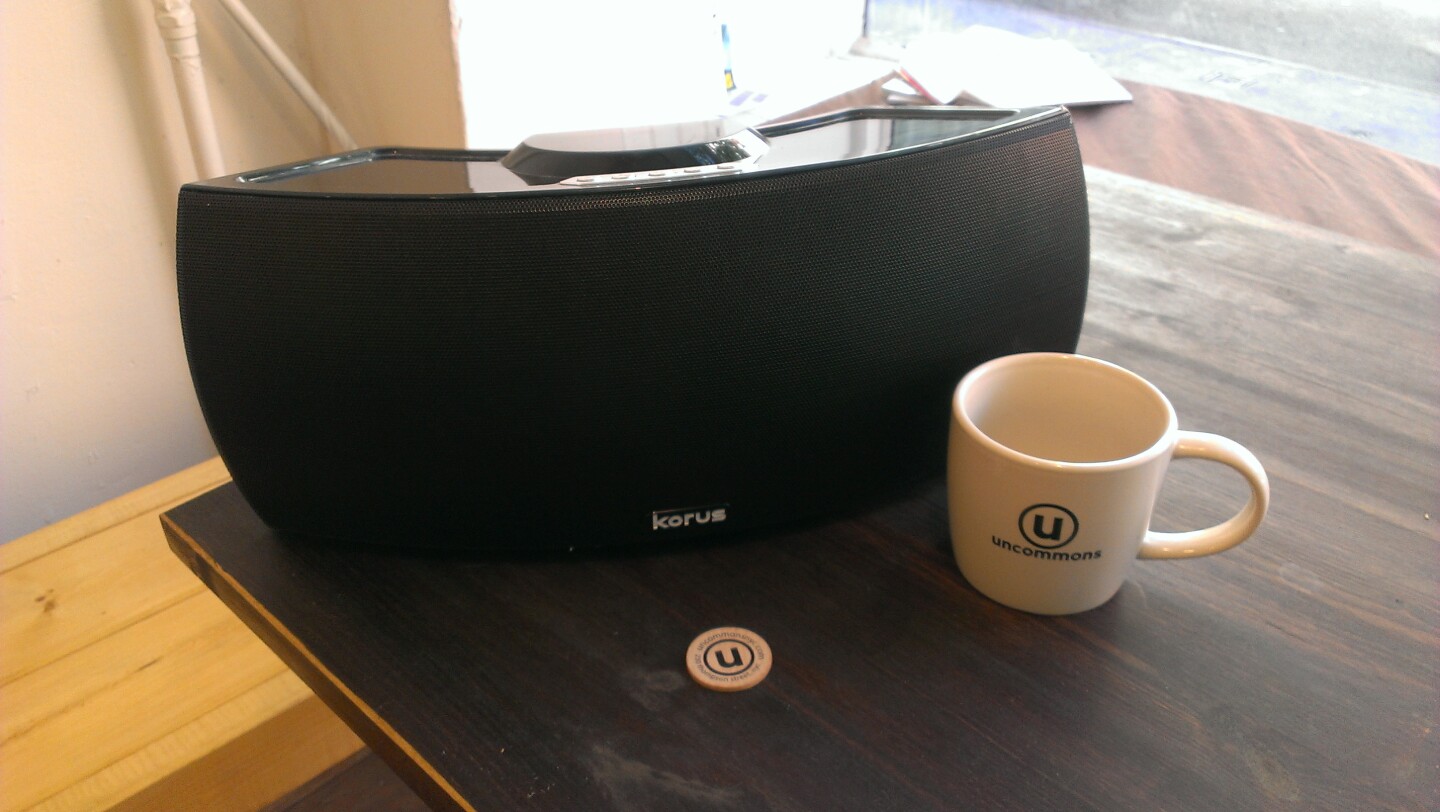 One of the Korus speakers at Manhattan's board game cafe, The Uncommons