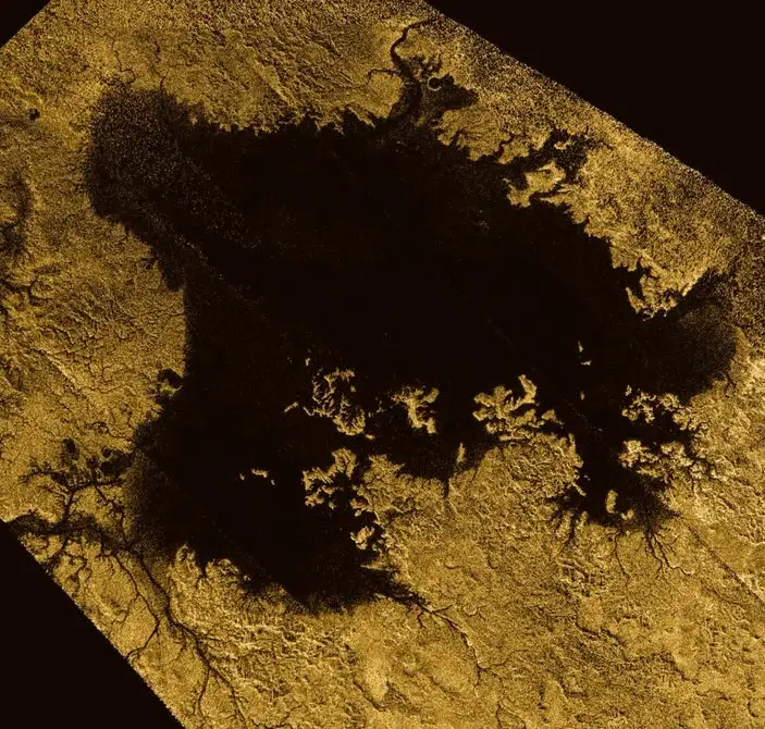 A Cassini image of the oceans on Titan