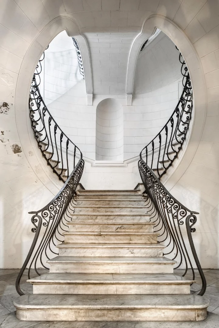 Elegant staircase in an 18th century palace in Naples, Italy