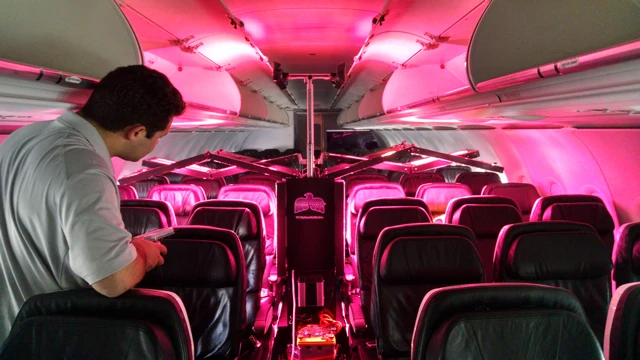 A GermFalcon prototype makes its way down an airliner's aisle (Photo: GermFalcon)