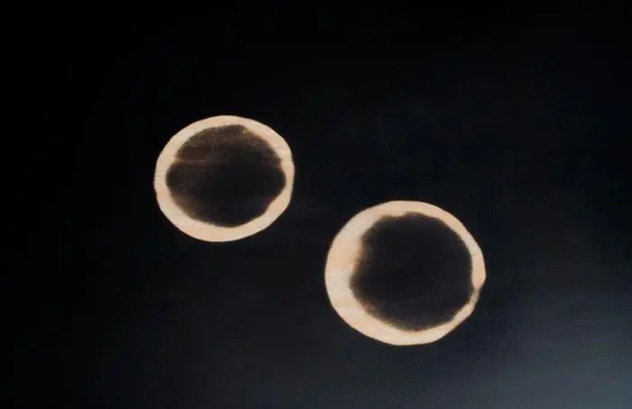 Coffee mug rings, left on the thermochromic table