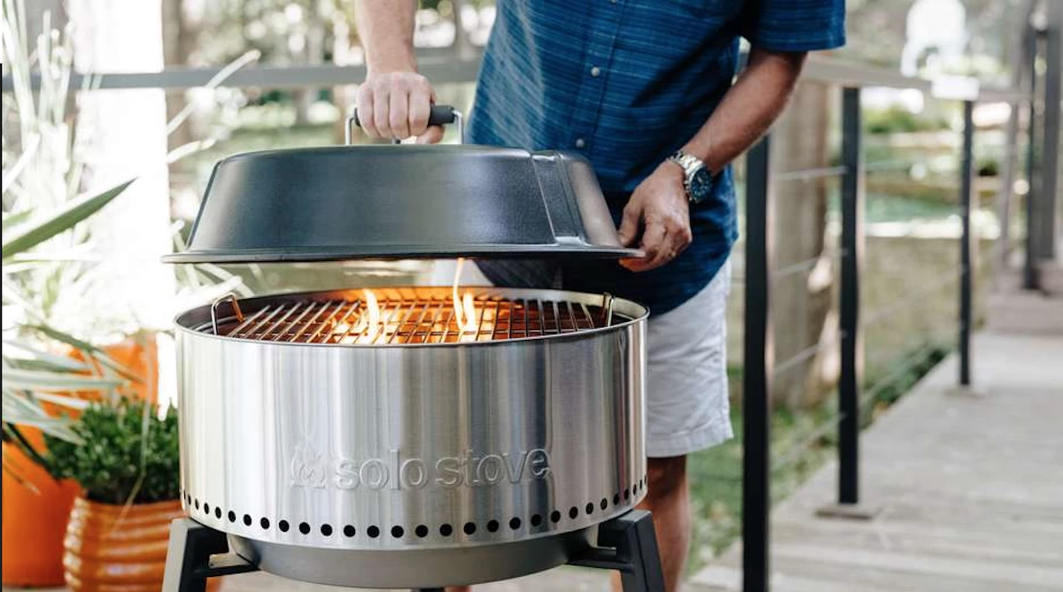 The Solo Stove Grill stands 37.5 in tall (95.25 cm) tall with the lid on