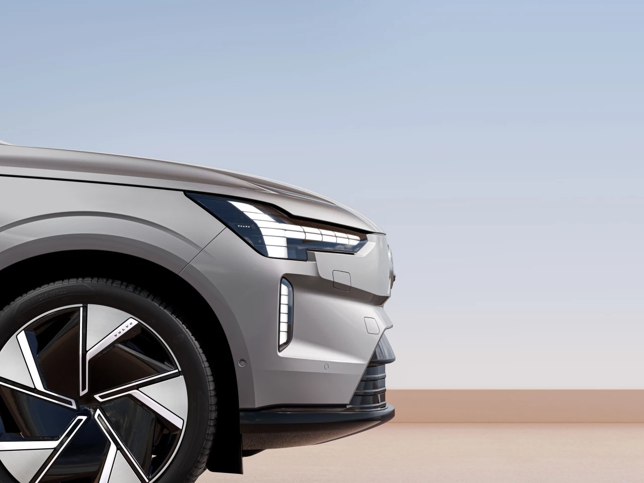 Volvo adds to the EX90's technological mystique with a lighting design that reminds of digital pixels