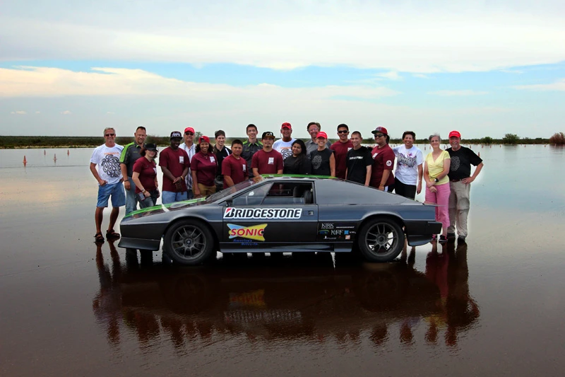 The Lotus made a pitstop at Bridgestone's Texas Proving Ground near Fort Stockton to test the driving efficiency