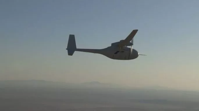 Boeing's Phantom Eye unmanned autonomous aircraft, aloft over Edwards Air Force Base in California