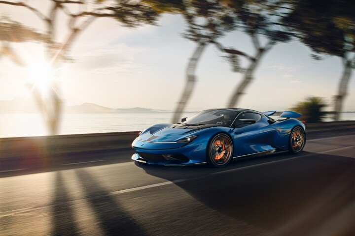 Pininfarina's Battista electric hypercar in Blu Iconica - the company's signature color