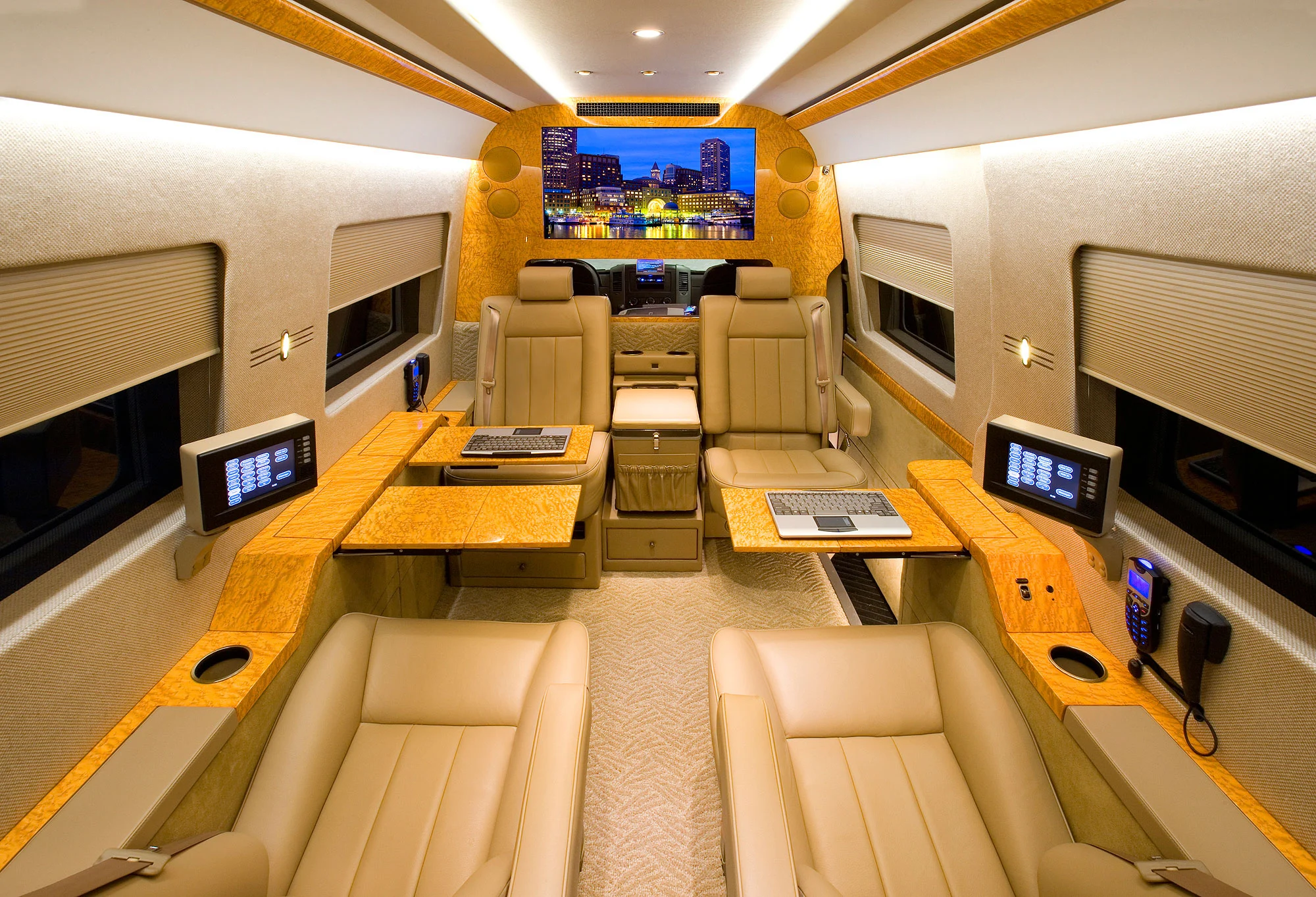 A 40-inch flat panel television provides entertainment