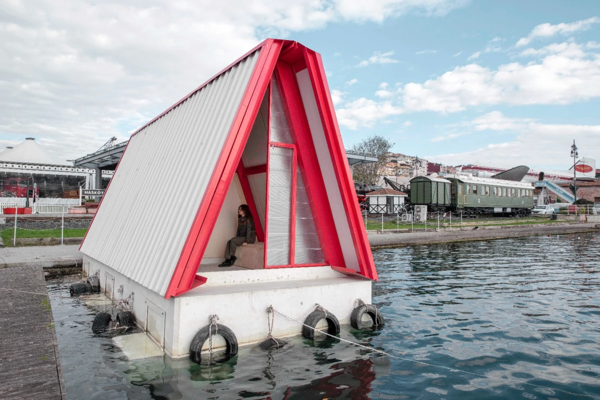 Fold&Float folds for easy transportation and its interior features folding furniture too