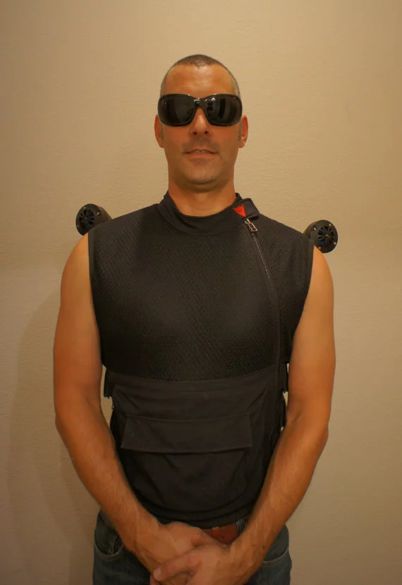 The Party Vest is built on top of a Daniese Gilet Cali Tessuto motorcycle vest