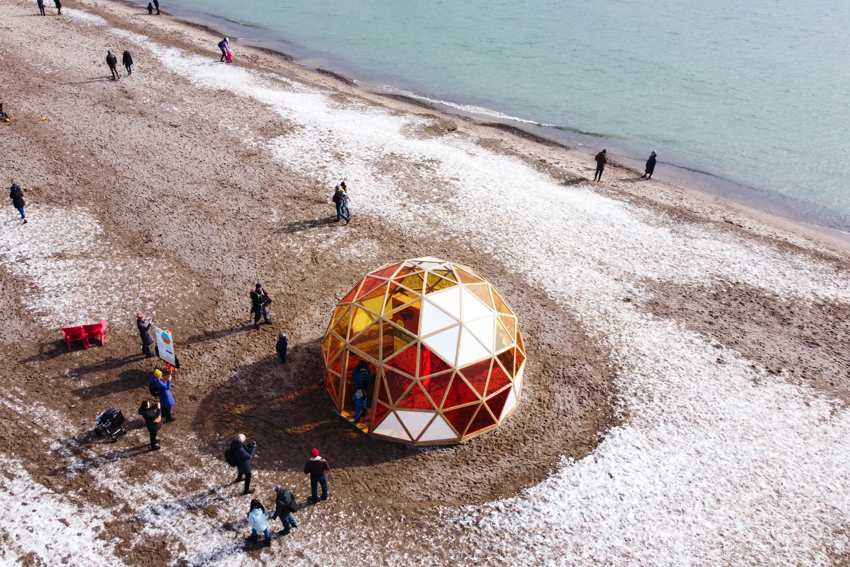 The Hive, by Canada's Kathleen Dogantzis and Will Cuthbert, takes the form of a geodesic dome and is inspired by honey bee colonies